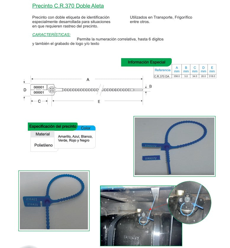 Precintos plásticos CR 370 - Doble Aleta